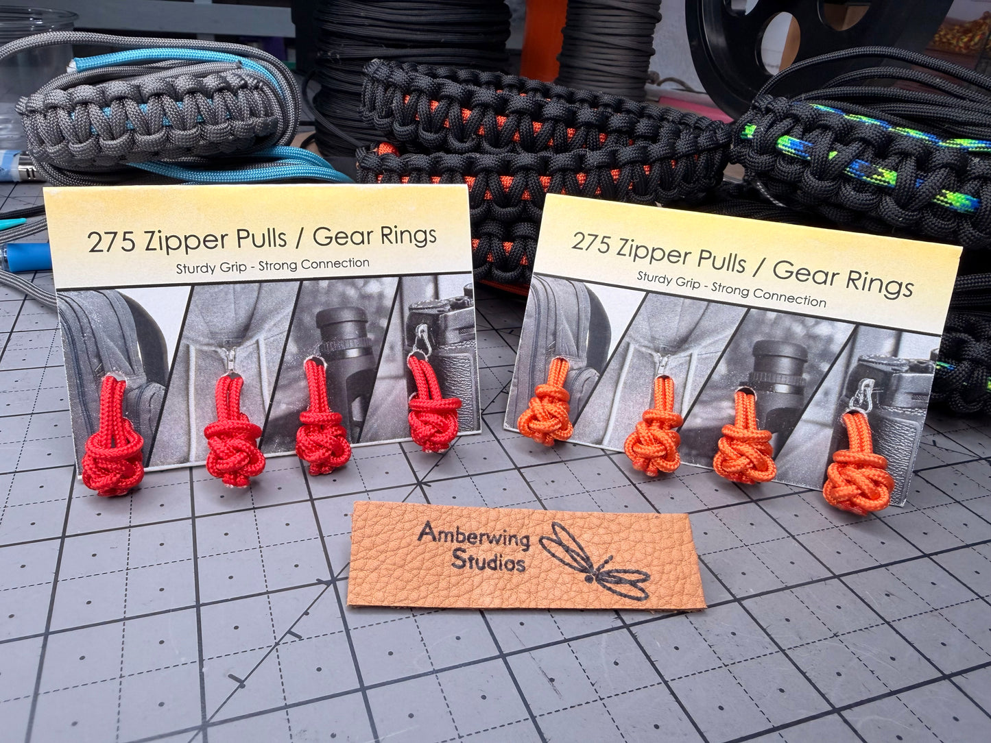 275 Gear Rings / Zipper Pulls - USA Made 275 Paracord Gear Rings - Connect your Binoculars Camera or Gear to Straps - Zipper Pulls for Added Comfort and Color to Packs Bags or Clothing